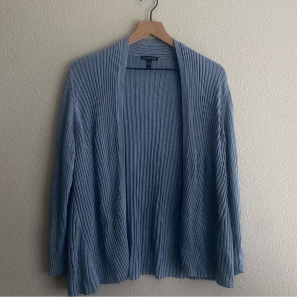 Eileen Fisher Sweaters - Eileen Fisher Blue Cardigan Silk Cotton Tencel blend L/G